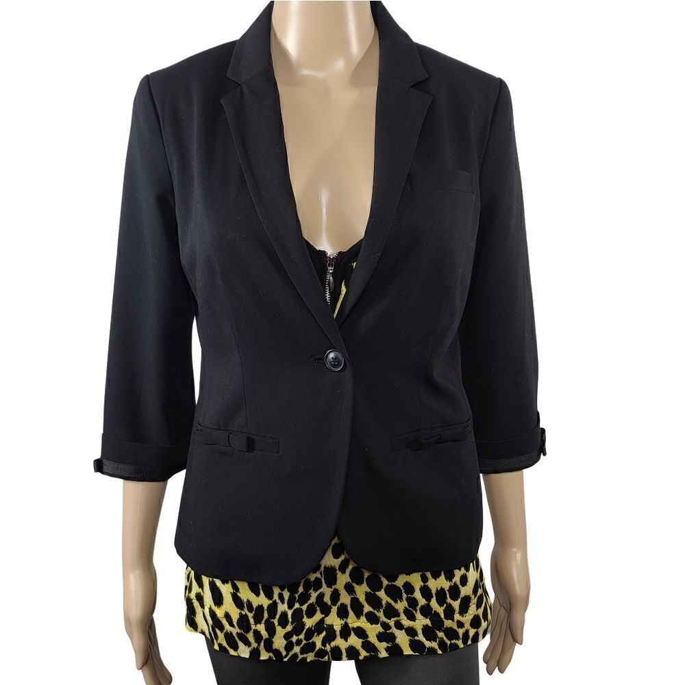 LC Lauren Conrad Black Bow-Pocket Blazer